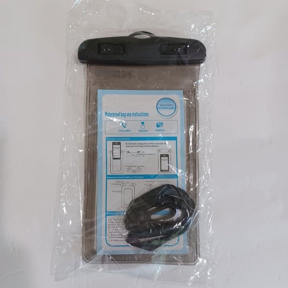 New Waterproof Phone Pouch with Lanyard Size 7x4 in Black Color Non-toxic PVC/AB - Picture 8 of 8